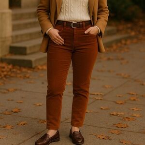 MODCLOTH Teaching Ease Skinny Corduroy Pants in "Glazed Ginger" Brown Size 12